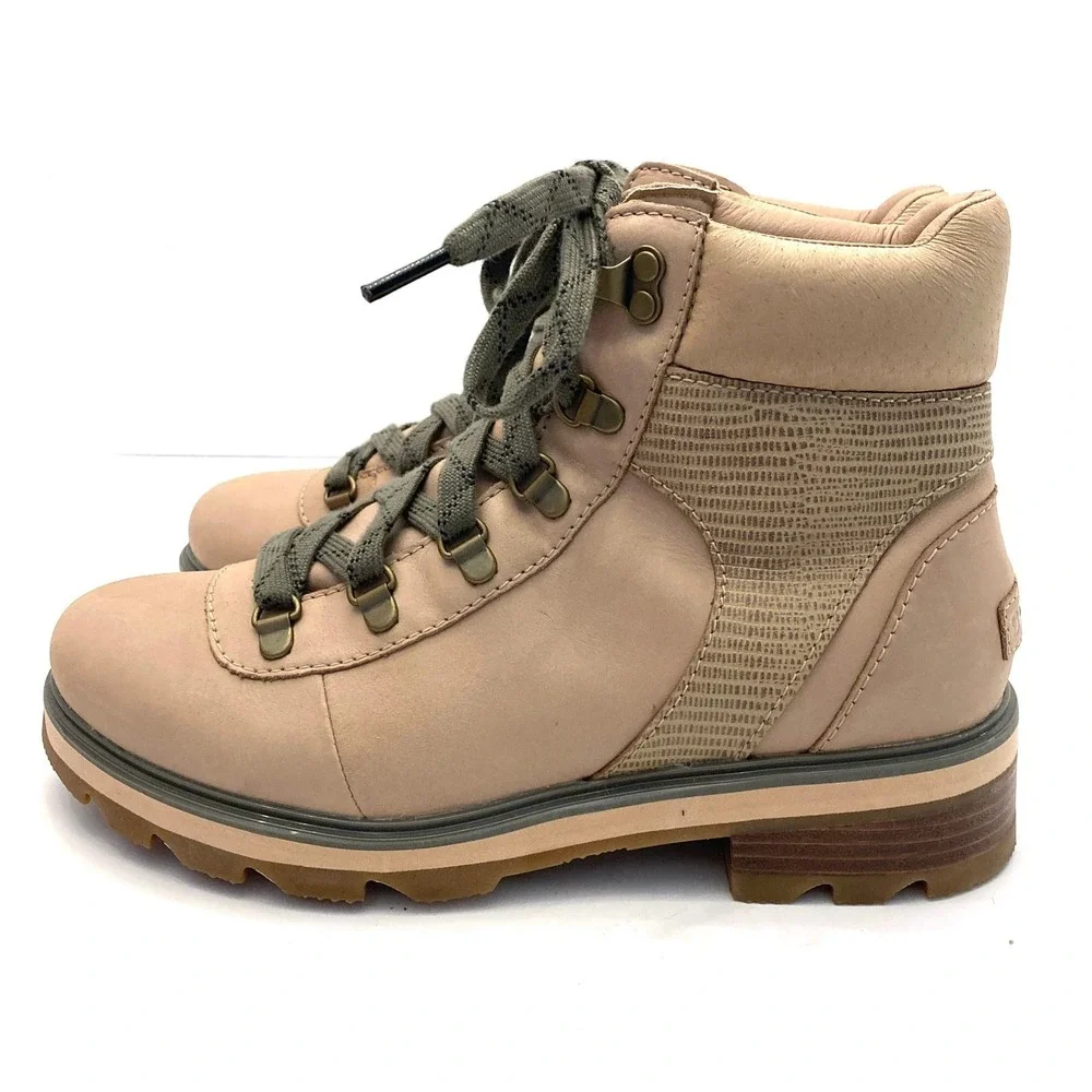 SOREL Lennox Lace-Up Waterproof Hiking Boot Womens 9 Canoe Tan Leather